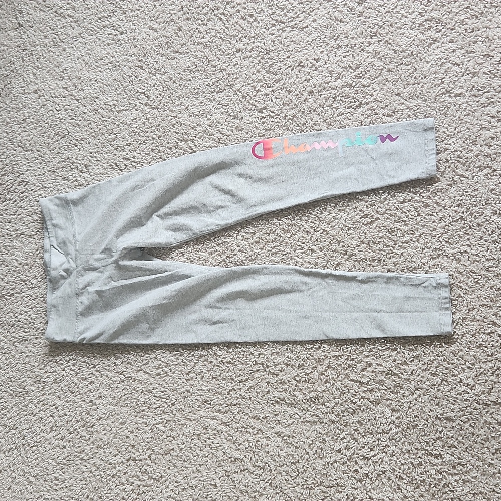 BOGO Girls M Champion Grey Leggings with Colorful Logo